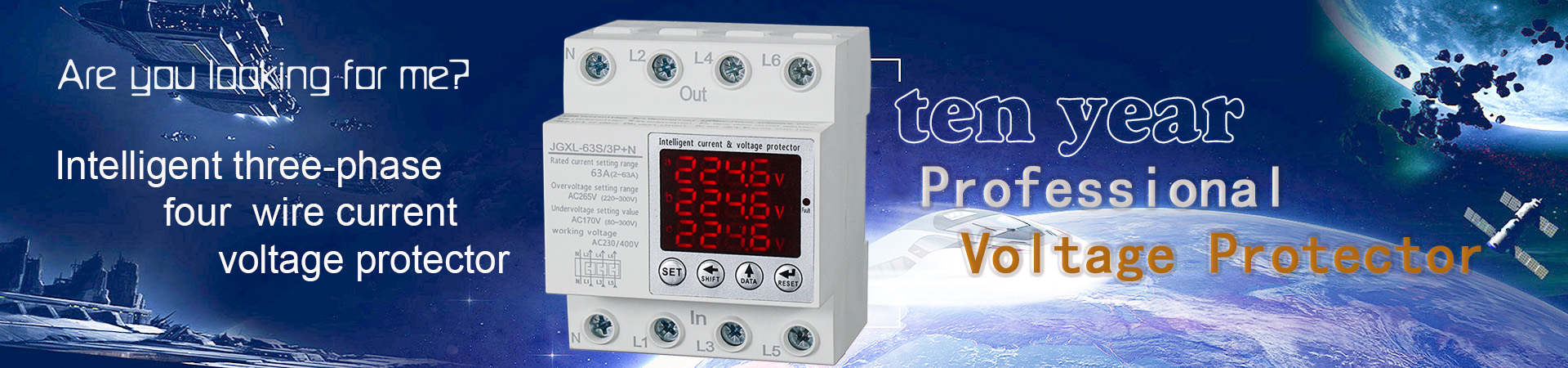 Intelligent three-phase four wire  current  & voltage protector